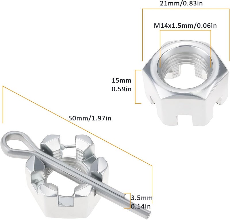 OTOTEC 20 Sets M14x1.5 Castle Nuts Hexagon Slotted Nut Cotter Pin for Furniture Electrical Appliances Industrialization 21x15mm/3.5x50mm - Image 4